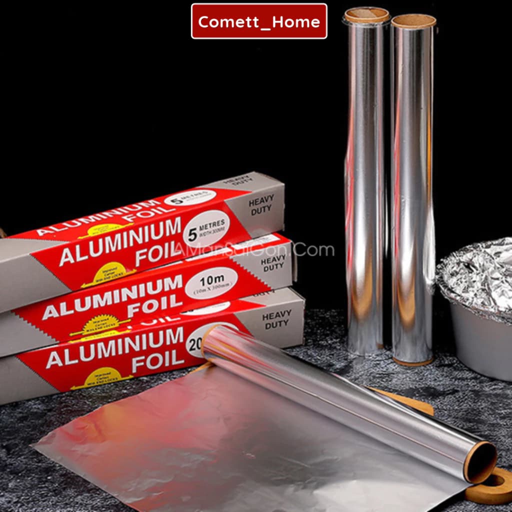 Cuộn giấy bạc nướng thực phẩm 10M, 5M,  cuộn giấy bạc bọc thức ăn, màng nhôm nướng thịt, bảo quản thực phẩm