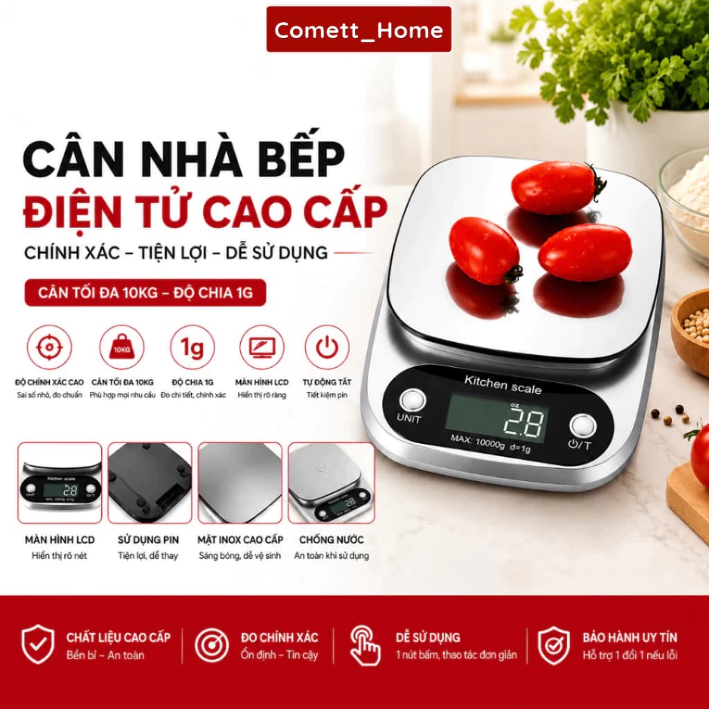 Cân Tiểu Ly Điện Tử Nhà Bếp Định Lượng Cân 0.1g-10kg Độ Chính Xác Tuyệt Đối Hợp Kim Thép