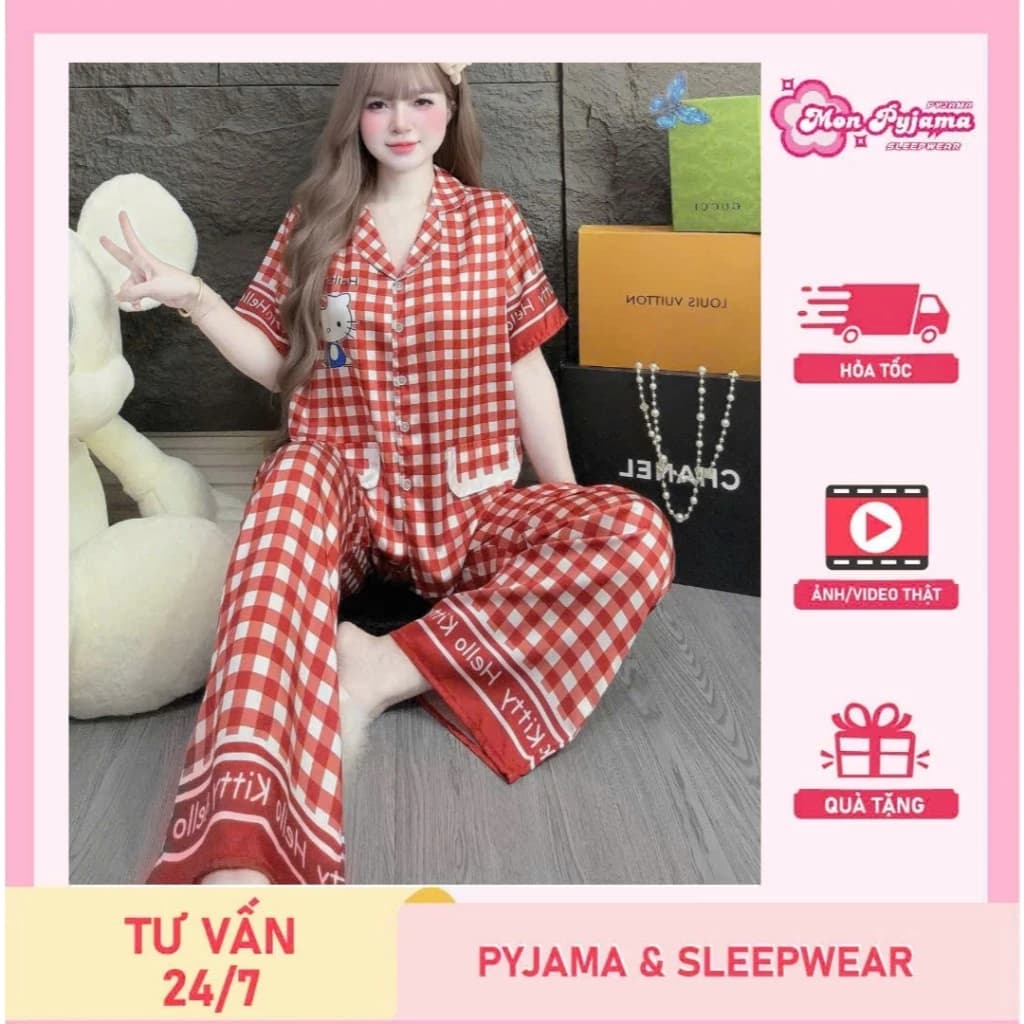 Đồ bộ nữ đồ mặc nhà,đồ ngủ đẹp cho nữ,pijama tay ngắn lụa mềm mịn mát nhiều họa tiết dễ thương [260]