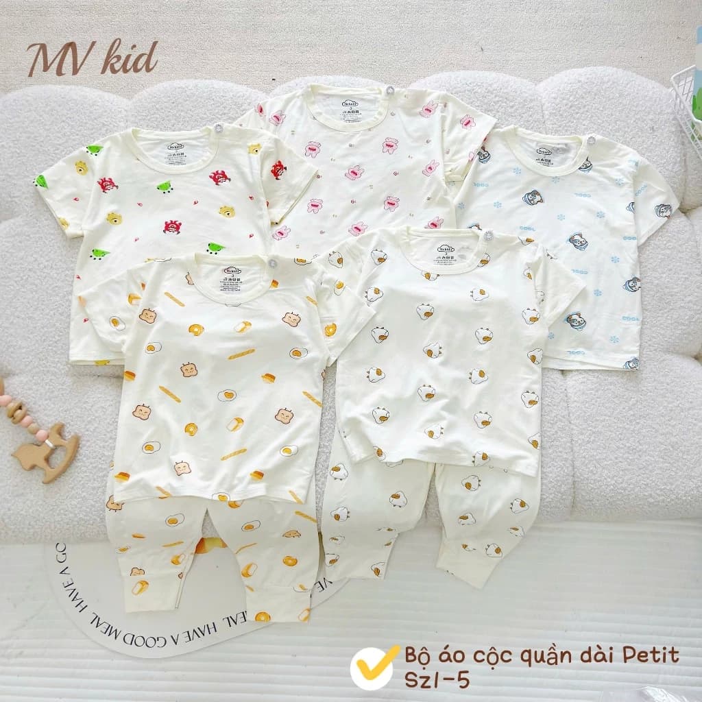 Combo 3-5 Bộ Quần Áo Cho Bé Trai Bé Gái Áo Cộc Tay Quần Dài Chất Peptit Mềm Mát 3-13kg | Boonhousee