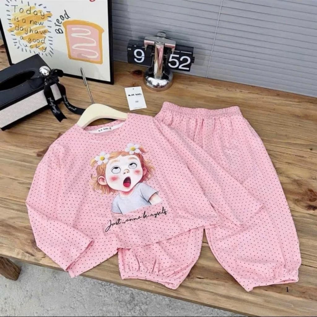 [14-44kg] Bộ quần áo thu đông dài tay dành cho bé gái chất vải thun tăm , mềm mại, co giãn thoải mái mã BỘ XUYẾN CHI.