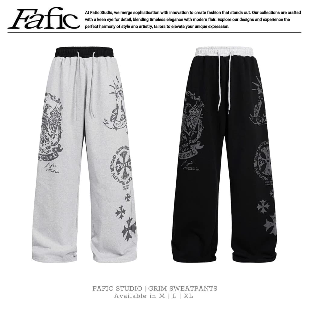 Quần dài ống rộng FAFIC GRIM lưng thun nam nữ tôn dáng vải chân cua dáng suông rộng Unisex