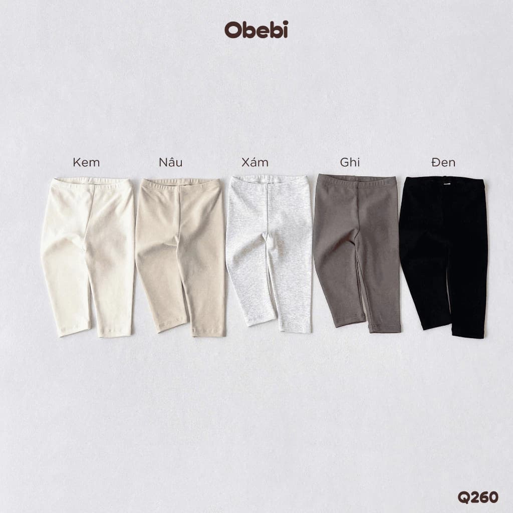 Combo 2 Quần Legging Dài Mặc Thu Đông Co Giãn Mềm Mại Cho Bé Trai Bé Gái Obebi Từ 6 - 22kg CB177: Combo 2 Q260