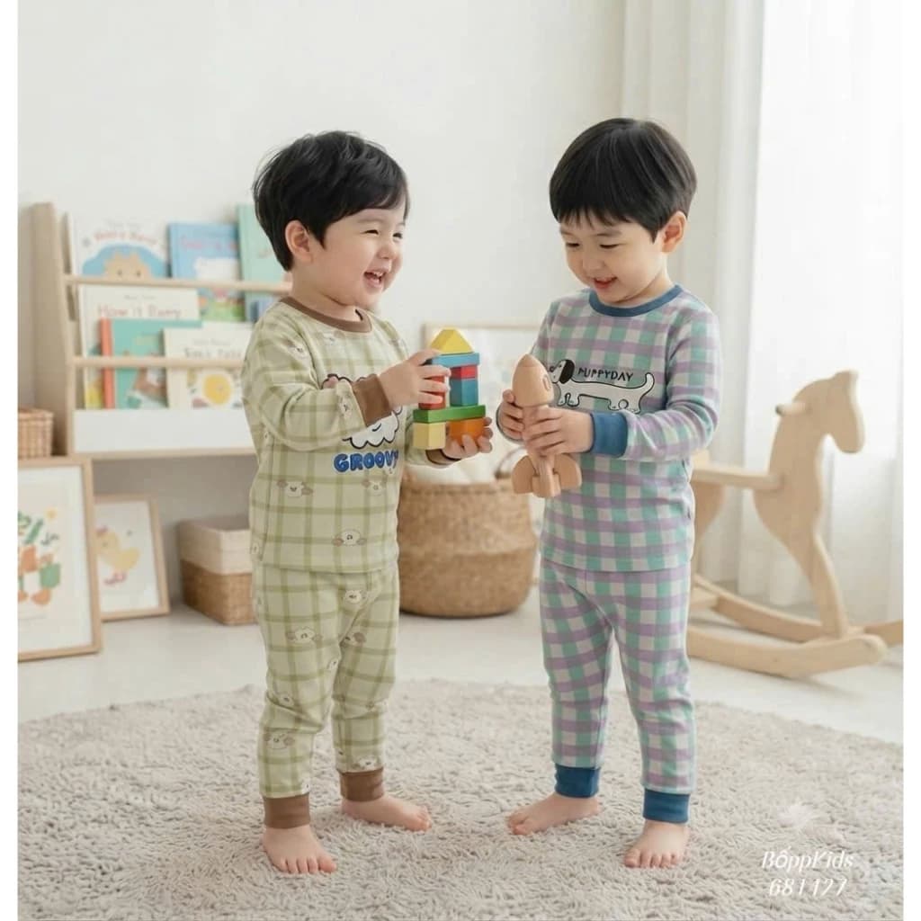 sét bộ dài tay họa tiết chó phù hợp mua thu mua đông size 8-20kg qc 43