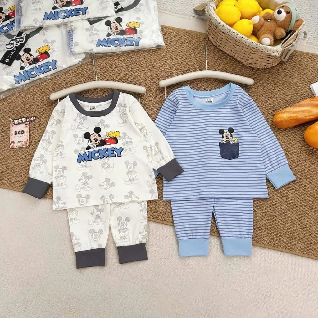 sét bộ dài tay cho bé họa tiết mickey dễ thương phù hợp mùa thu mùa đông size 8-20kg QC 44