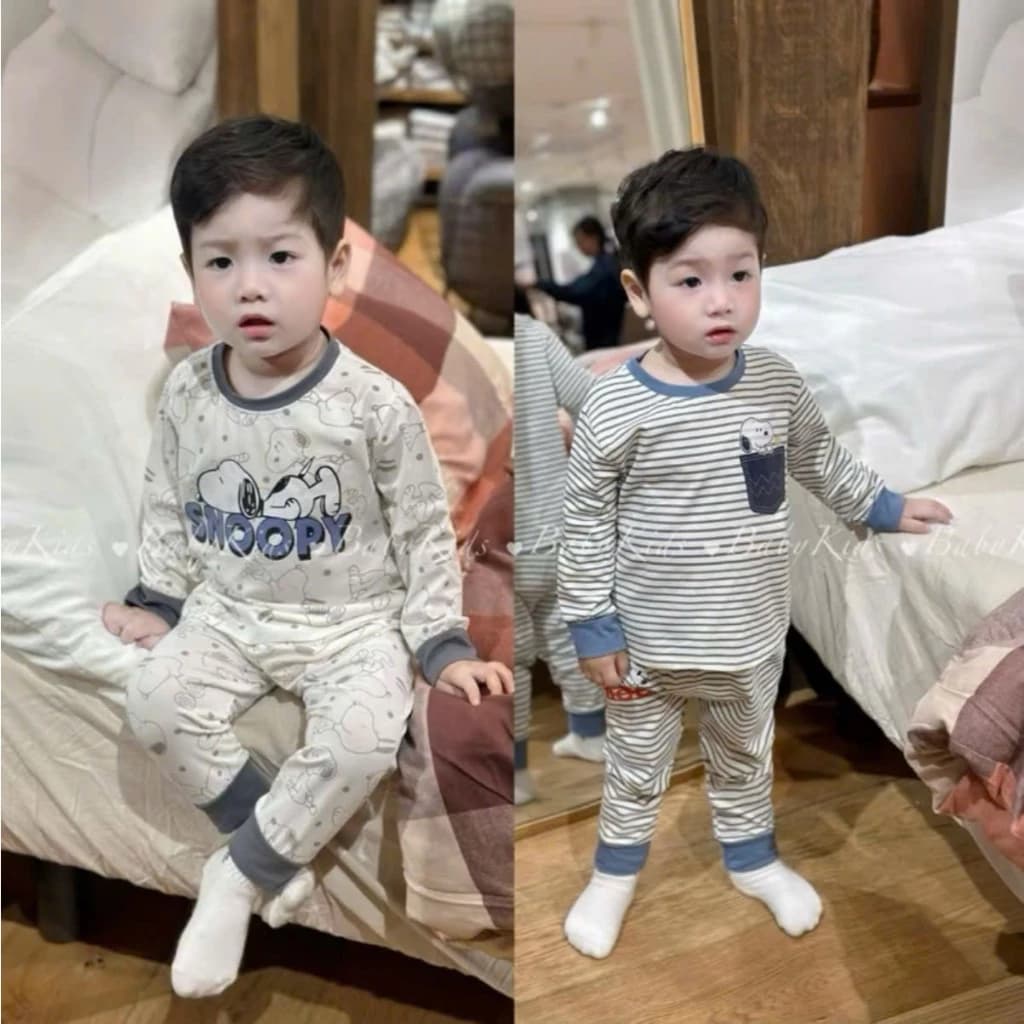 bộ dài tay họa tiết in hình cún snoopy dễ thương phù hợp bé trai bé gái size 8-20kg QC 45