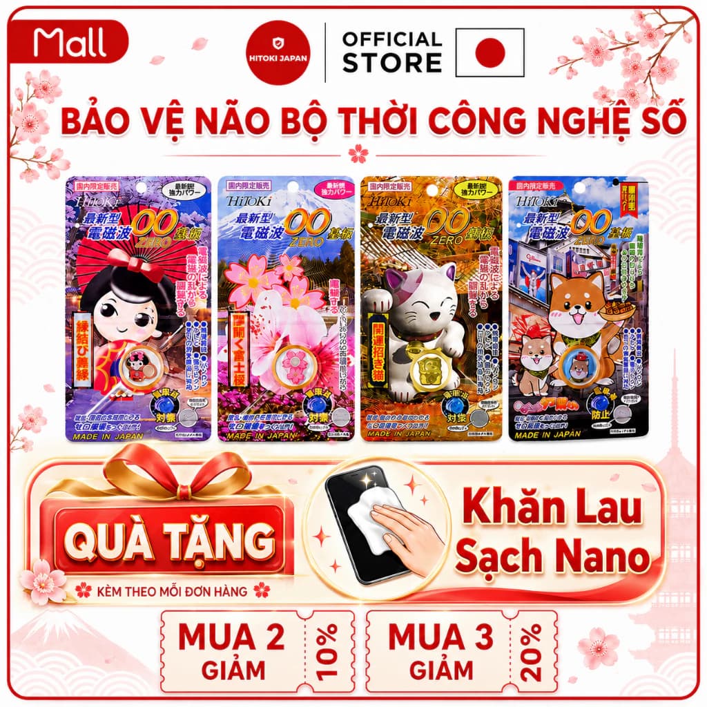 [Deal Hời] Chip Ngăn Bức Xạ Điện Từ Hitoki - Bảo Vệ Toàn Diện - Chính Hãng Nhật Bản - Tặng Kèm Khăn Lau Sach Bề Mặt