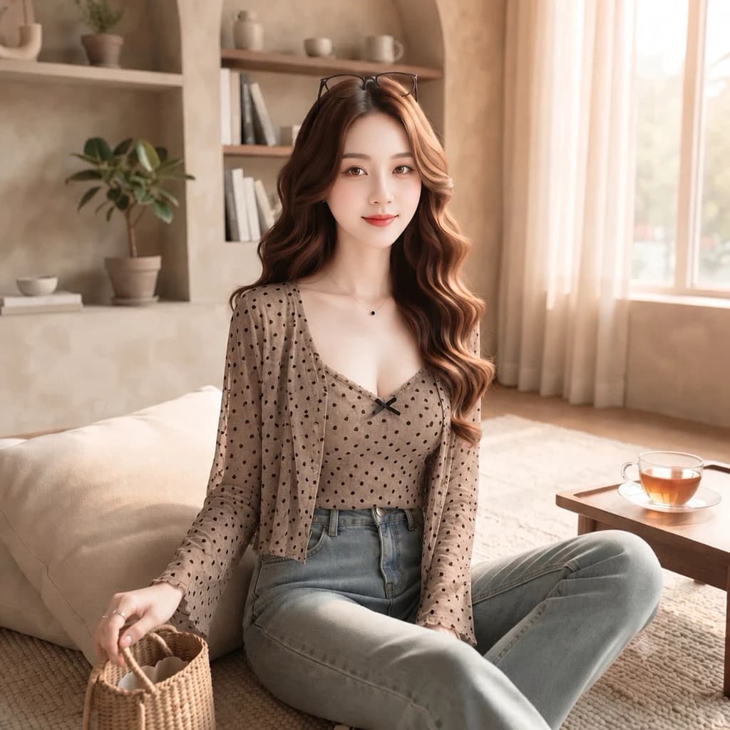 🌿 Set áo cardigan tay dài kèm áo hai dây phối ren họa tiết cực xinh 🌿