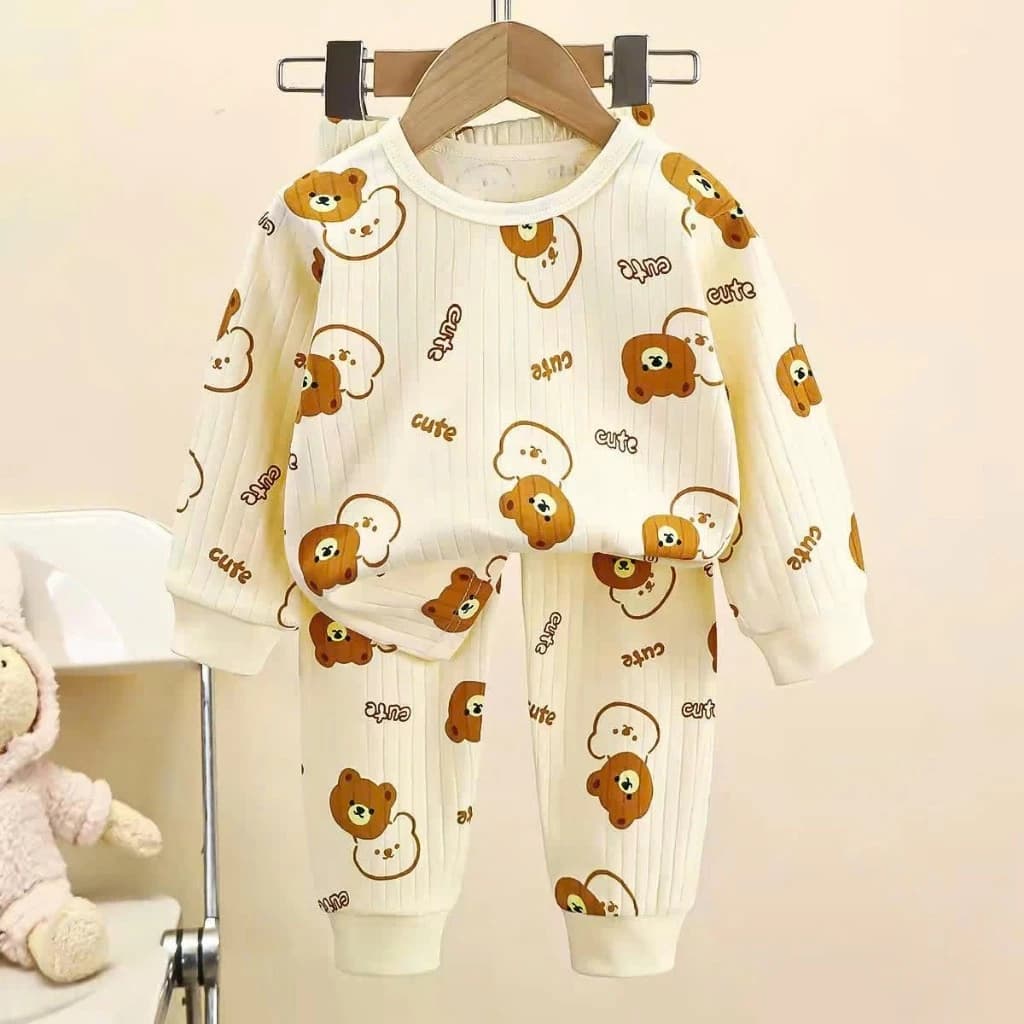 [A72] Bộ thu đông bé gái dài tay, set đồ trẻ em chất tăm gân mềm co giãn họa tiết 3D dễ thương thoải mái 8-16kg