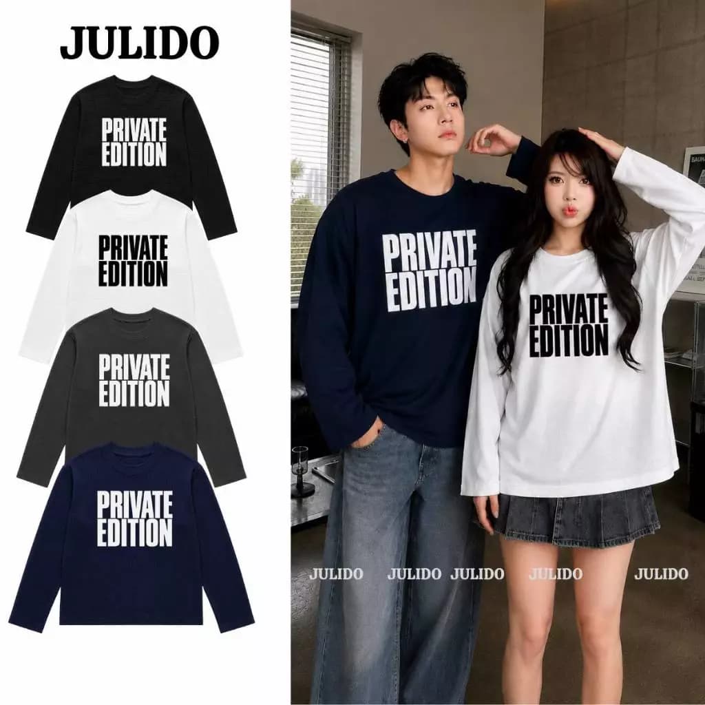 Áo Thun Dài Tay Longsleeve PRIVATE | JULIDO Chất Liệu Cotton Waffle Form Boxy Unisex Nam Nữ