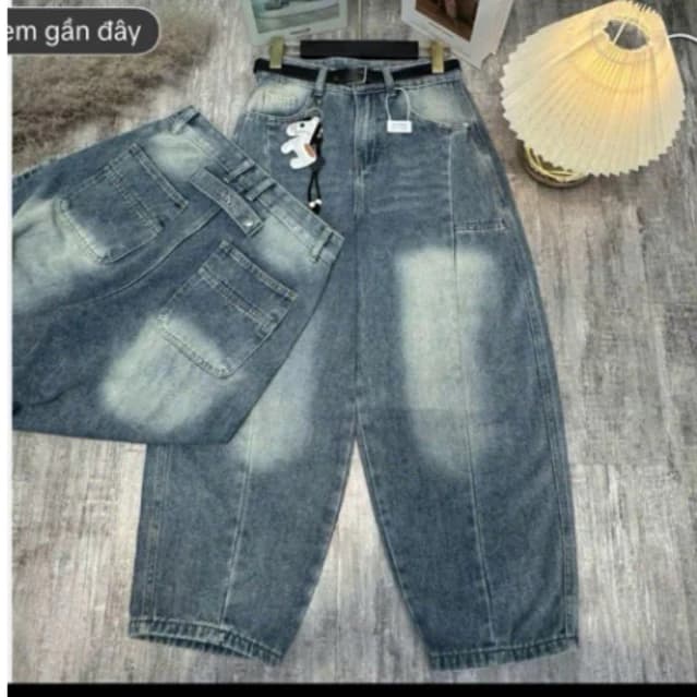 M88 Quần Jeans Baggy Phom Thụng Cạp Khoá Lưng Cao Mặc Hách Dáng Cho Nữ