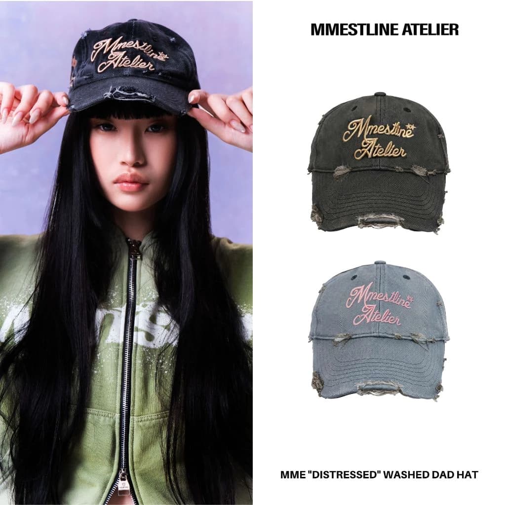 [ĐỘC QUYỀN TẶNG ĐÍNH ĐÁ 9.9] Mmestline Mũ Lưỡi Trai " DISTRESSED " Washed DAD HAT