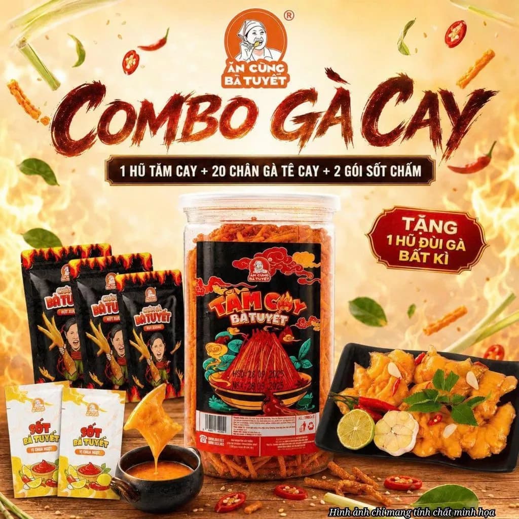(Tặng 1 hũ đùi gà bất kì) Combo GÀ CAY - gồm 1 hũ tăm cay + 20 chân gà tê cay + 2 gói sốt chấm M78