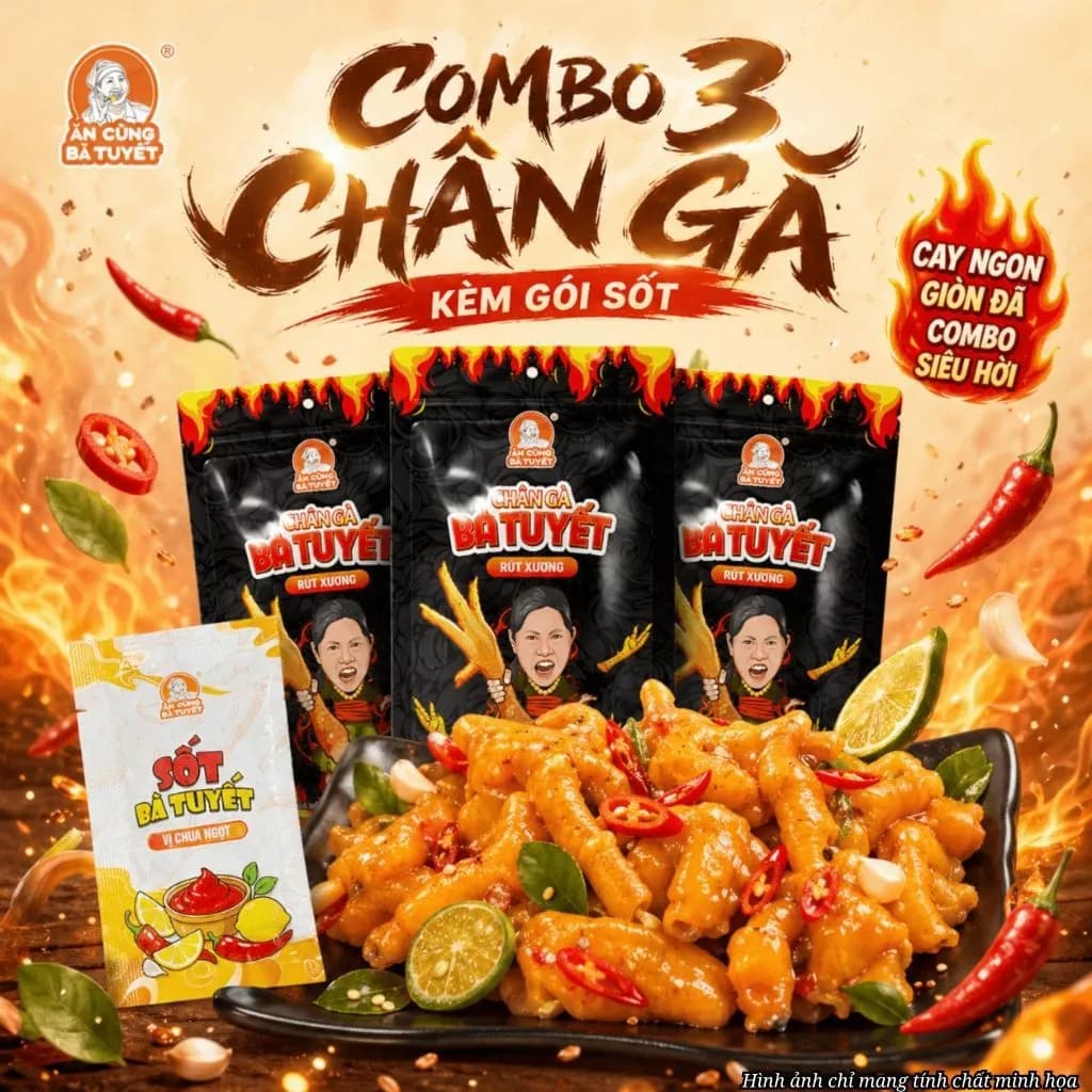 X3 COMBO 3 CHÂN GÀ KÈM GÓI SỐT - ĂN CÙNG BÀ TUYẾT M114