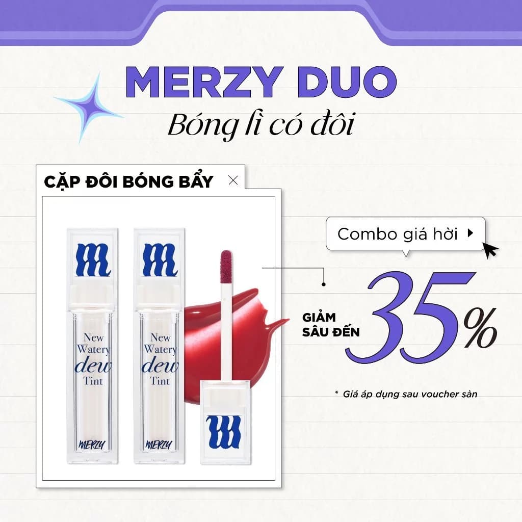 [MERZY DUO] TWIN DUO: 2 Son Tint Bóng Merzy The New Watery Dew Tint 4g x 2