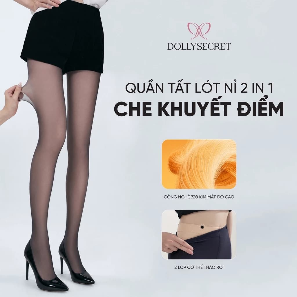 Quần Tất BigSize 100D 2 Lớp Che Khuyết Điểm Mùa Đông DOLLY SECRET Giữ Ấm Siêu Dai T40 BigSize