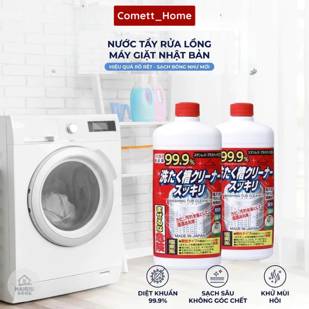 Dung Dịch Vệ Sinh Lồng Máy Giặt Nhật Bản 550G Làm Sạch Sâu Loại Bỏ Cặn Vôi Khử Trùng Hiệu Quả An Toàn Cho Máy, Dạng Lỏng
