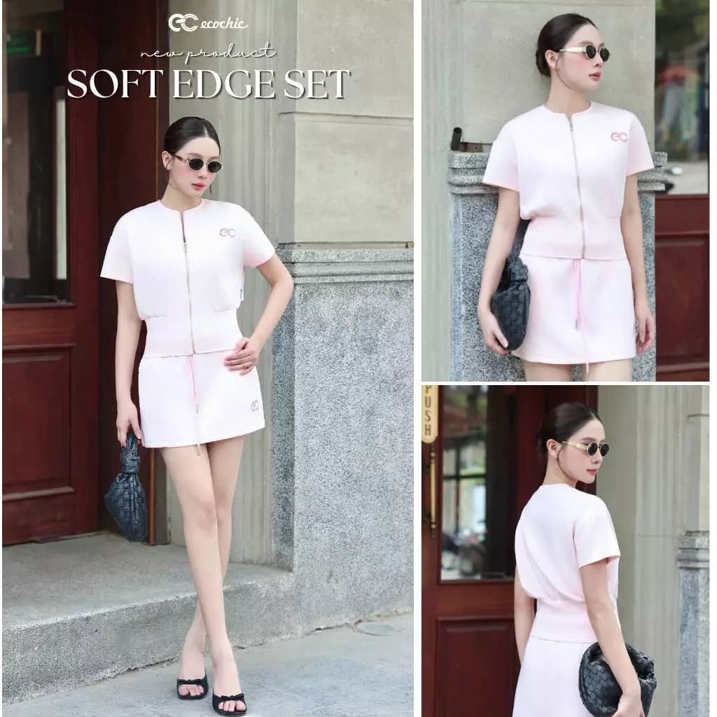 Set chân váy ECOCHIC B237 Áo Crop Khóa kéo Chân Váy Cạp Chun Chất Liệu Cao Cấp Chính Hãng Mềm Mịn
