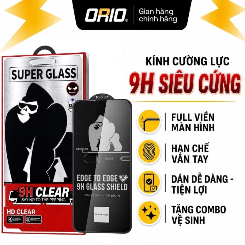 Kính Cường Lực iPhone KK siêu cứng 4D full màn cao cấp chống va đập mạnh hạn chế vân tay vuốt mượt