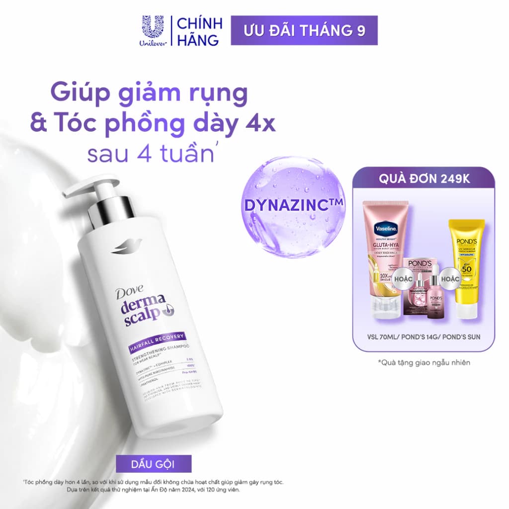 Dầu Gội Giảm rụng & Giúp tóc Phồng Dày Dove Derma Hairfall Mới 350G*