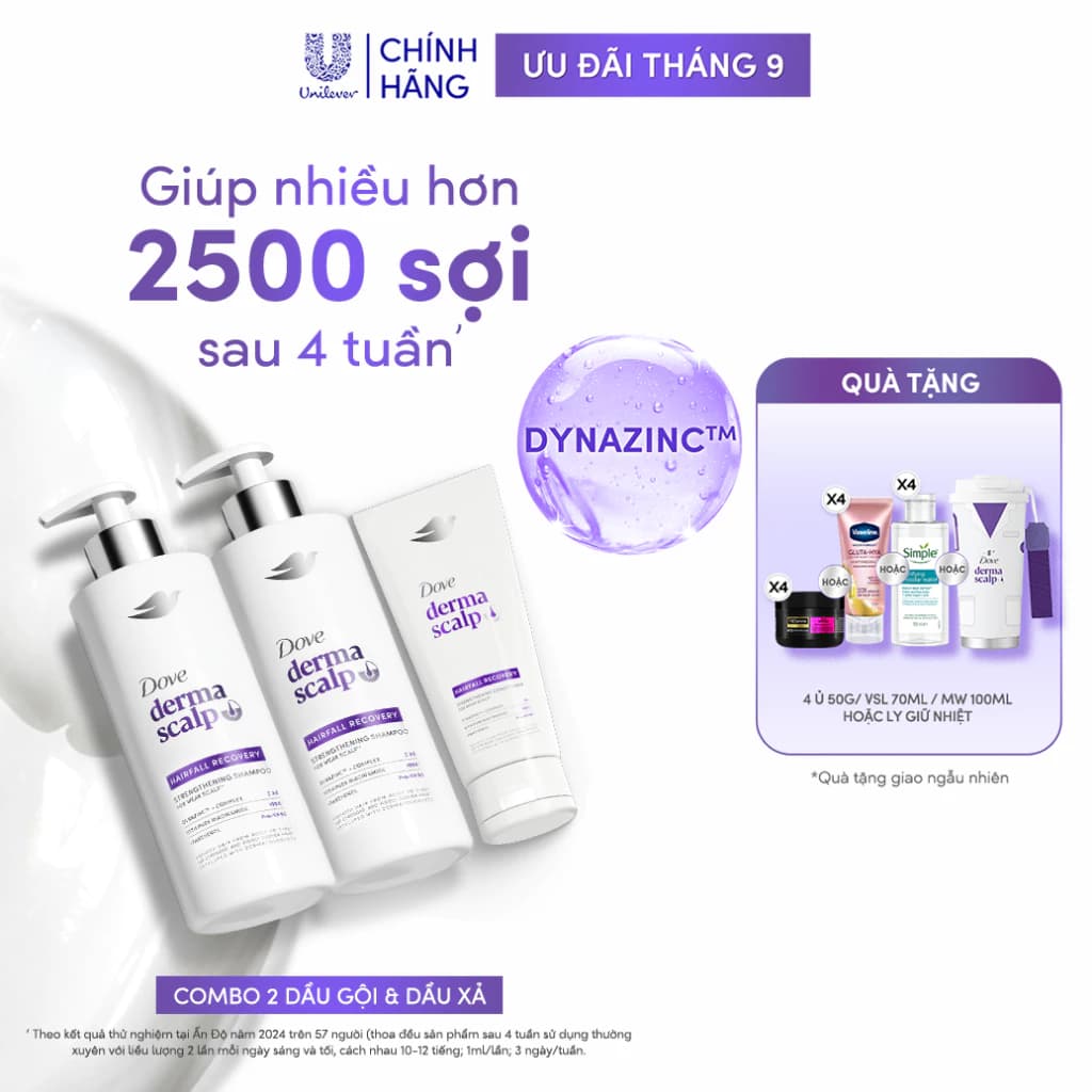 [MỚI] Combo 2 Dầu Gội & Kem Xả Dove Derma Scalp Giảm rụng & Giúp tóc Phồng Dày/ Sạch Gàu & Tóc Mềm Mượt 350G, 300G