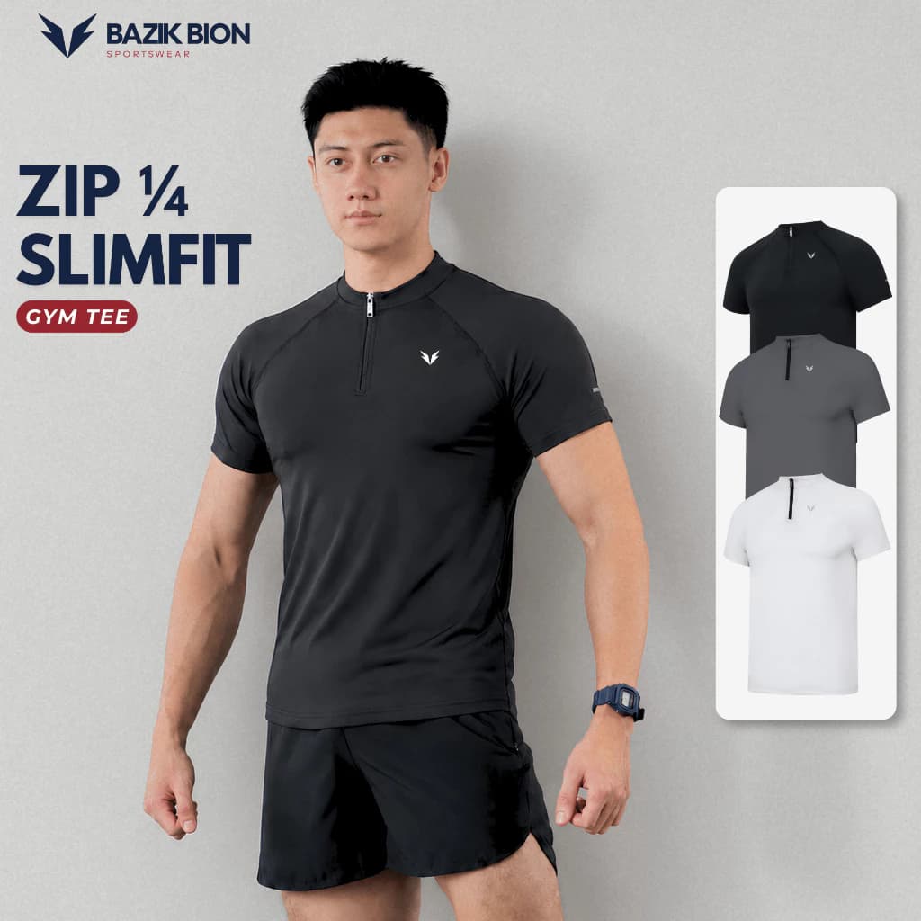 Áo Thun Nam Cổ Trụ 1/4 Zip BAZIK ActivePro SlimFit co giãn 4 chiều, vận động thoải mái - A03