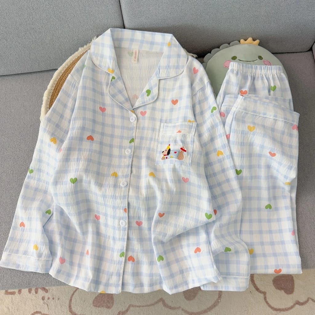Đồ ngủ nữ Thời trang thoải mái đồ mặc nhà dài tay Học sinh Bộ đồ ngủ Hoạt hình dễ thương Pyjama 8952