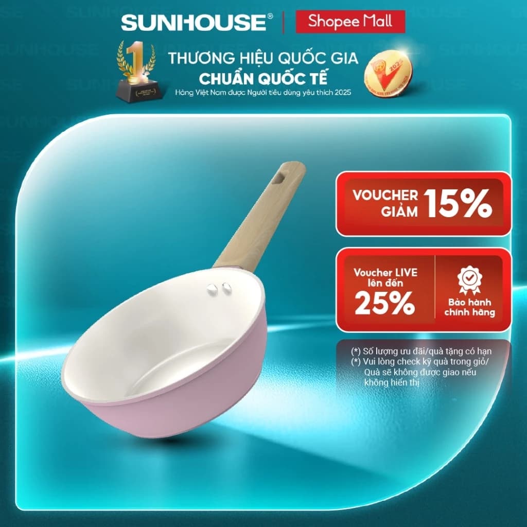 Chảo phủ sứ Nano đáy từ Sunhouse Healthy SHG20-24-26MP/T1 - Chống dính Nano Ceramic - Bắt từ nhanh - Màu sắc trendy