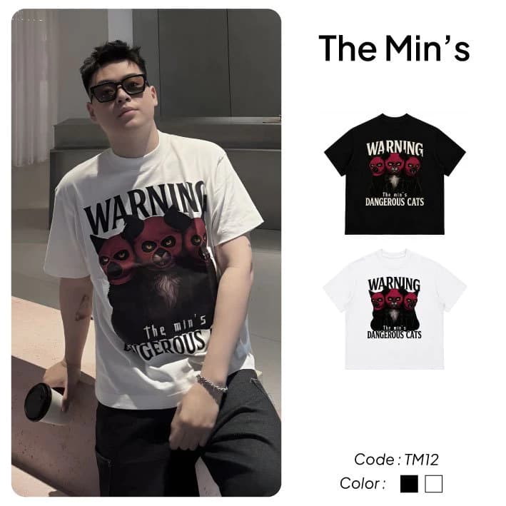 Áo Thun Local Brand THE MIN’S WARNING TM12 Áo Thun Form Boxy Vải Cotton Định Lượng 260gsm