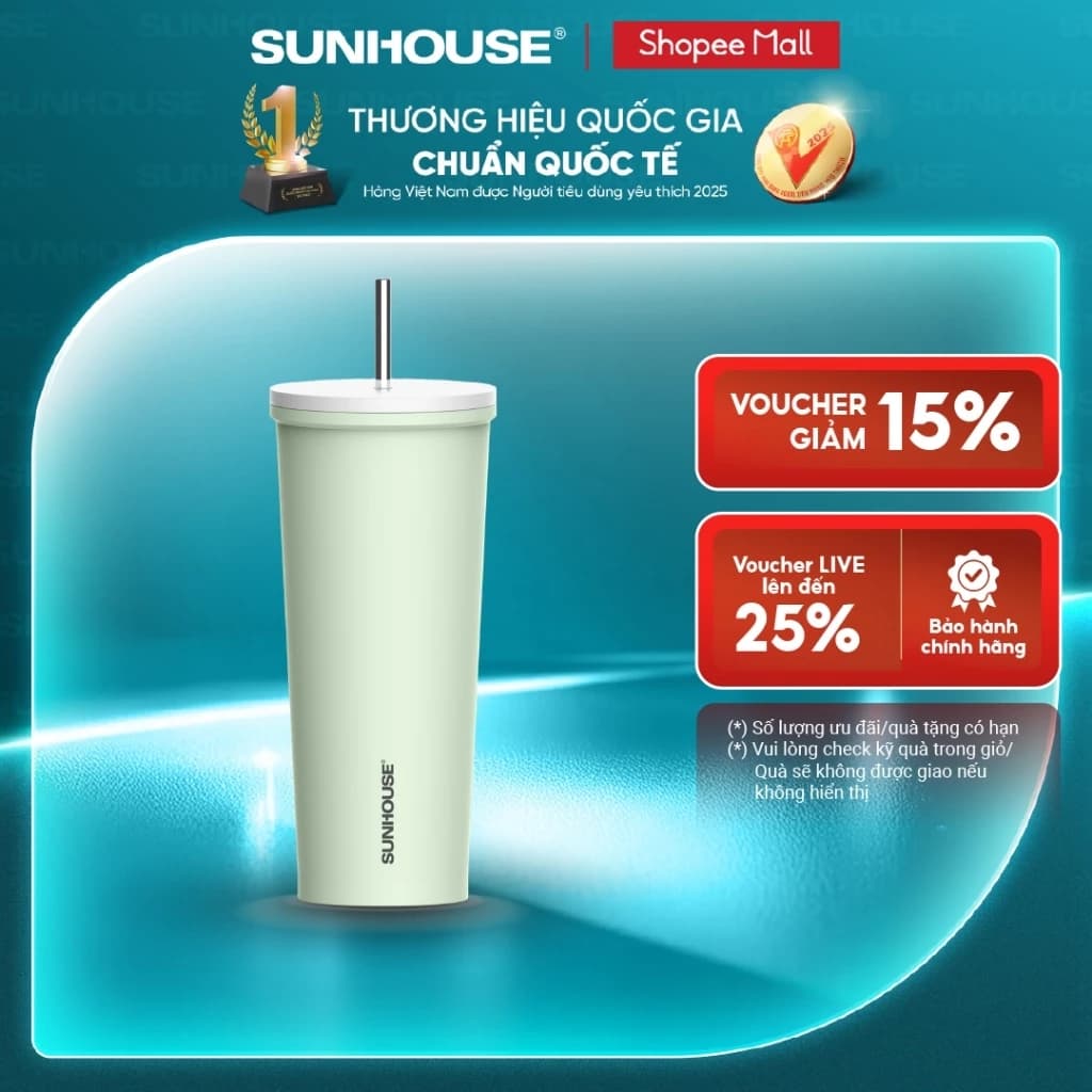Bình ly giữ nhiệt Lightly 650ml Sunhouse KS-TU650LG - Inox 304 - Giữ nhiệt 6-12h