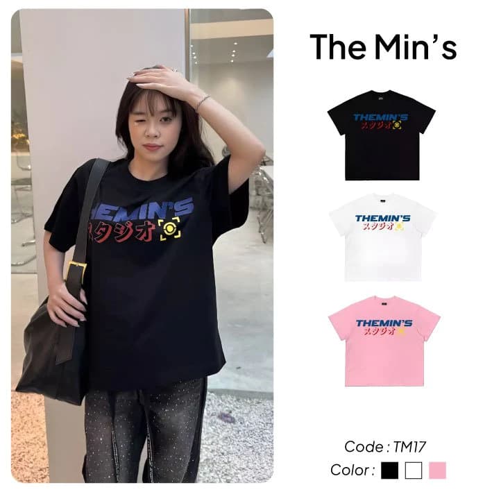Áo Thun Themin's Camera TM17 Classic Unisex Cotton 260gsm Form Boxy Đen Trắng Phong Cách Streetwear