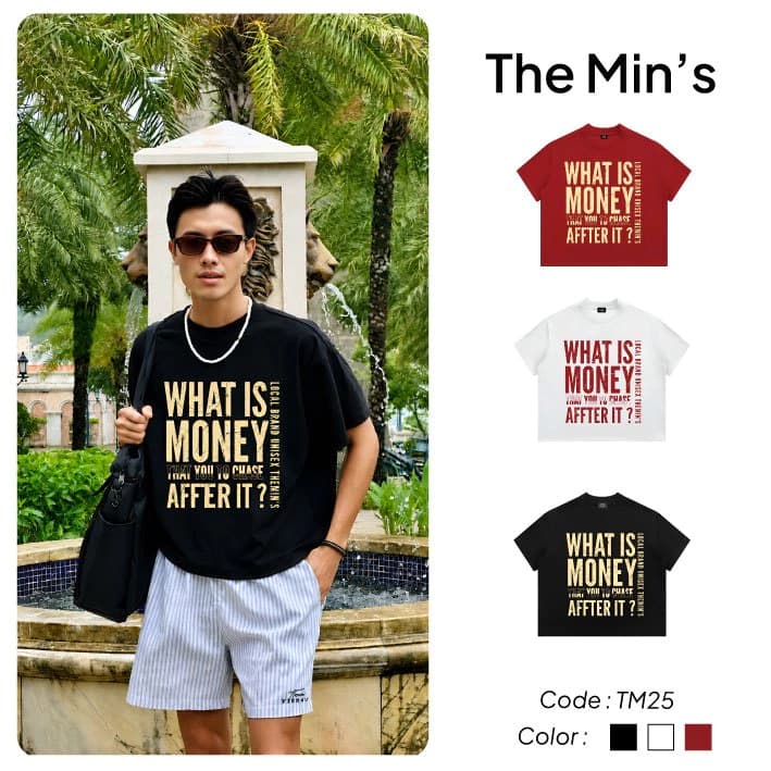 Áo Thun Local Brand THE MINS MONEY TALK TM25 Áo Thun Unisex Form Boxy Vải Cotton 100%