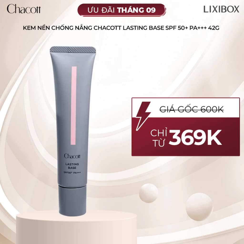 [LIVE] Kem Lót Trang Điểm Chống Nắng Chacott Lasting Base SPF 50+ PA+++ 42g