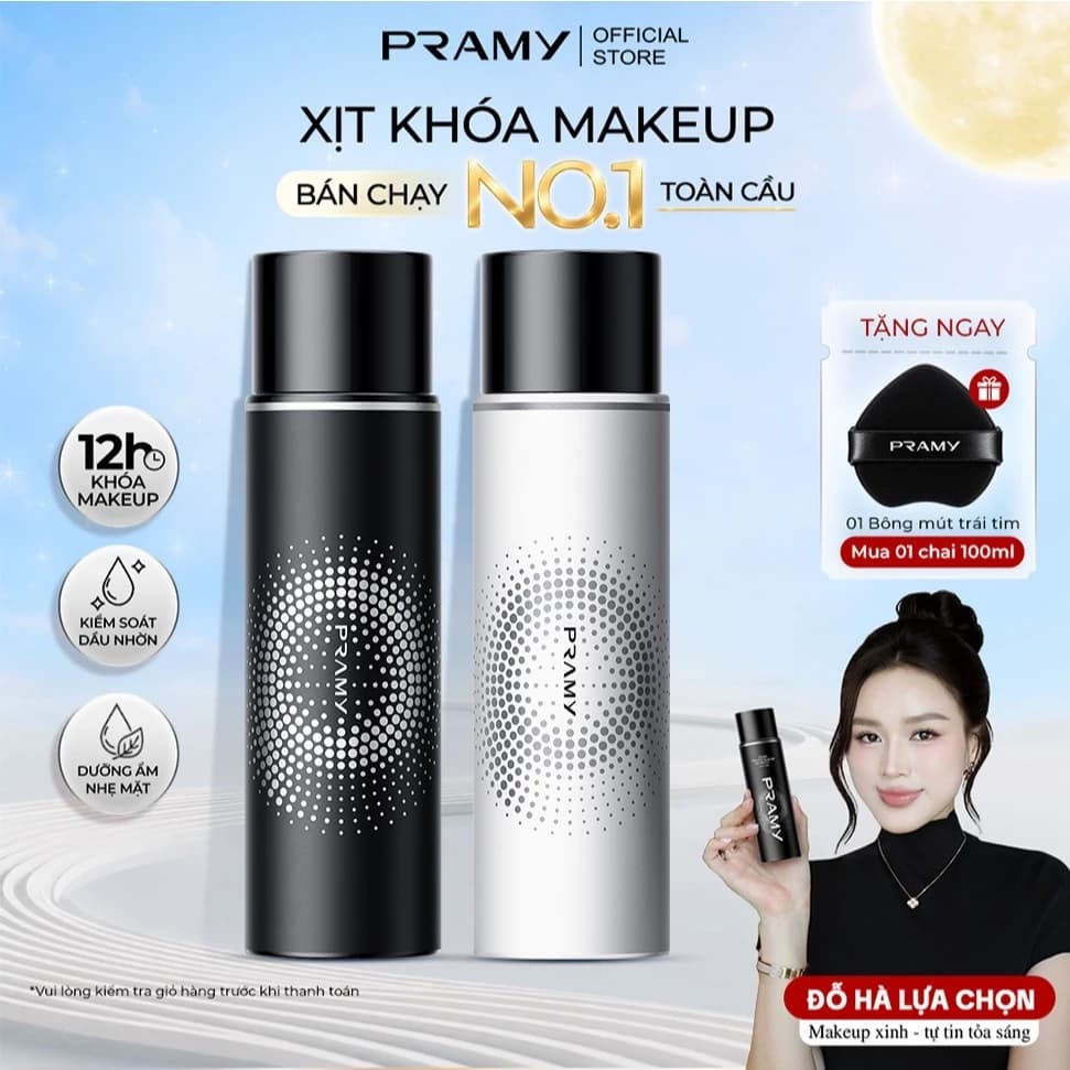 [BEST SELLER] PRAMY Xịt Khóa Nền Makeup Tia Sương Mỏng Bền Chắc Lâu Trôi 24H Giúp Khóa Chặt Lớp Trang Điểm 100ml