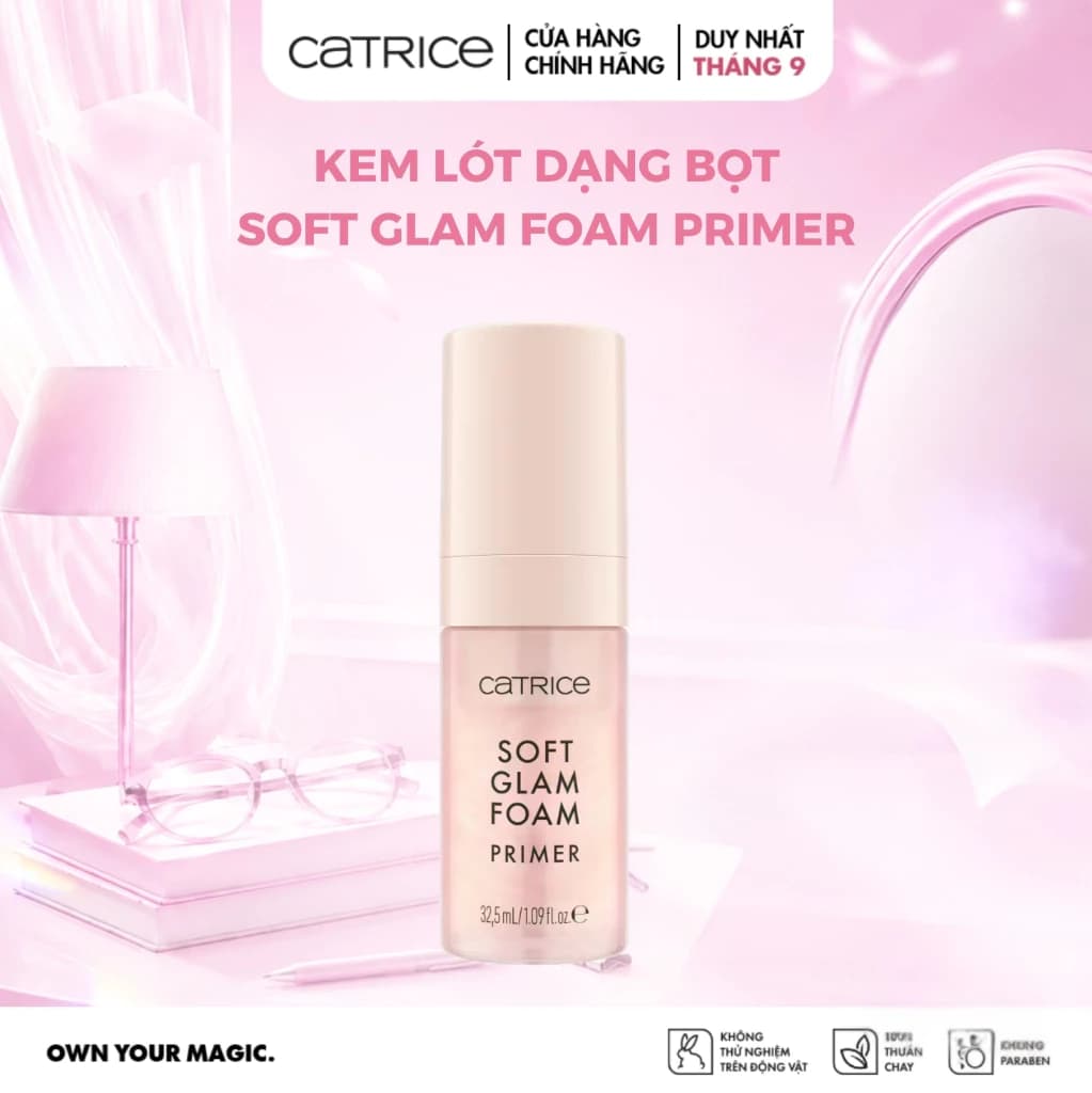 Kem lót dạng bọt cấp ẩm tức thì căng bóng Catrice Soft Glam Foam Primer 32,5ml