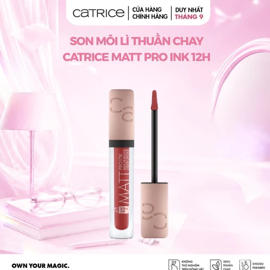 Son lì môi Catrice Matt Pro Ink 12h siêu lâu trôi công thức khoá màu không lem thuần chay lành tính 5ml