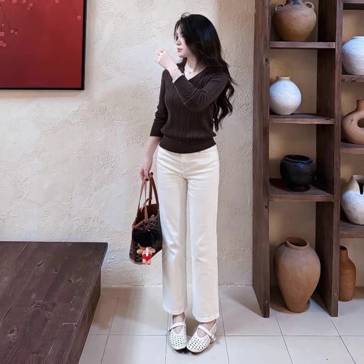 SUXING | Quần Jeans Nữ Dài, Quần Ống Đứng Suông Cạp Cao Basic Thời Trang Nữ - J01