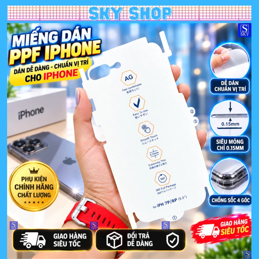 PPF mặt sau iphone 17 ProMax 16 ProMax 14 ProMax 14 Plus 13 Pro Max 12 ProMax 11 15 ProMax Xs Max 7 Plus 8 X Xr Dán PPF