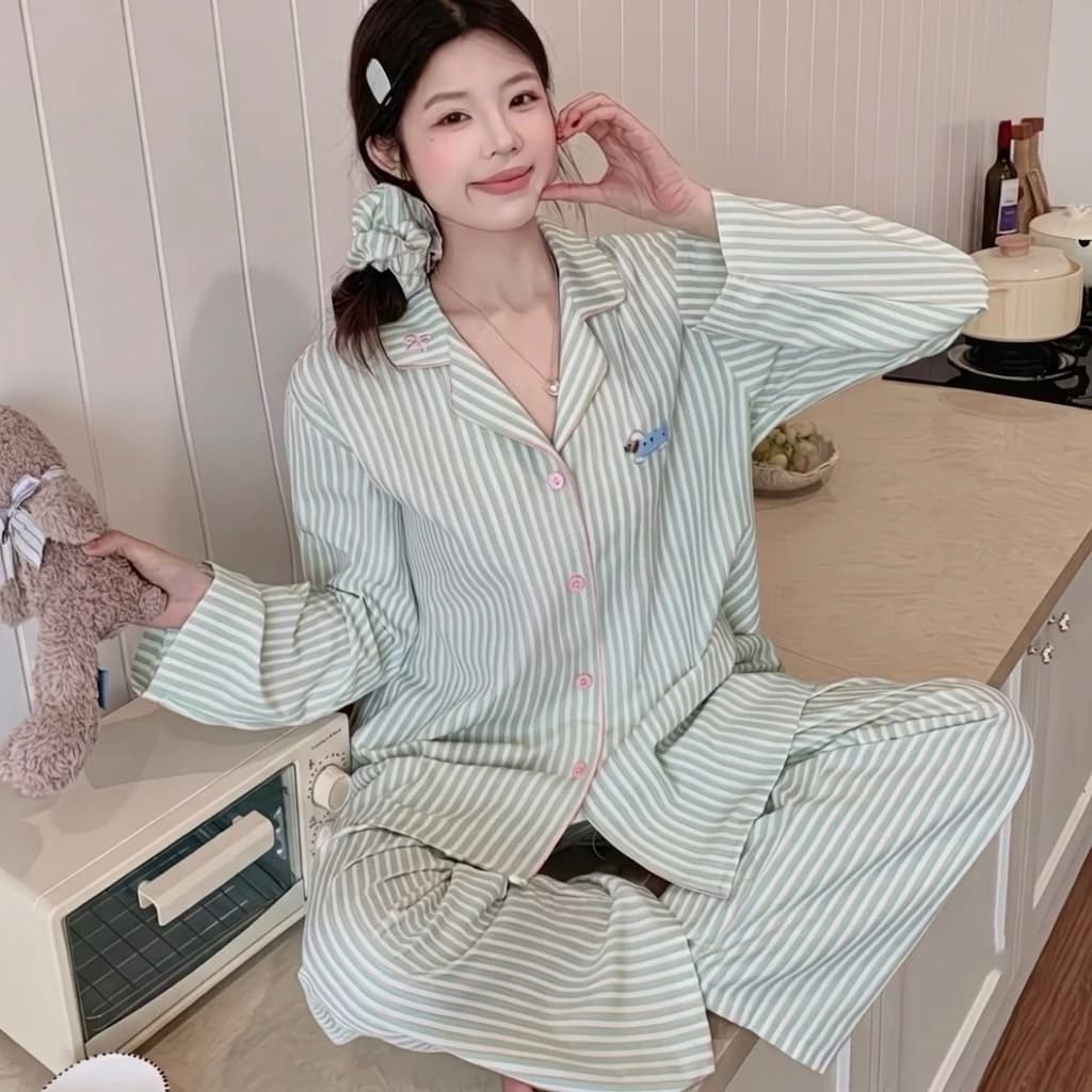 [Sẵn] Bộ ngủ pyjama nữ mặc nhà nhiều hoạ tiết màu sắc kẻ sọc dễ thương 759