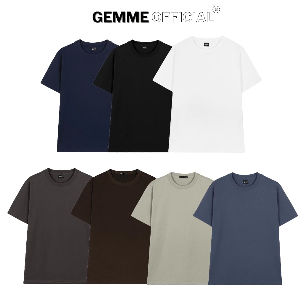 Áo thun trơn nam cotton cổ tròn big size Cotton 250gsm GEMME MEN 55 - 150kg chuẩn form Unisex