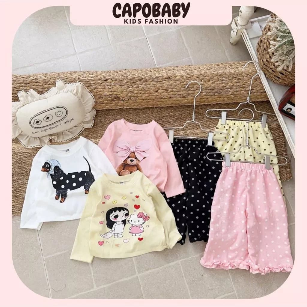 Bộ Quần Áo Dài Tay Phối Quần Kẻ Phong Cách Hàn Quốc Đáng Yêu Mặc Thu Đông Dành Cho Bé Gái Từ 8-16kg [ TH36]