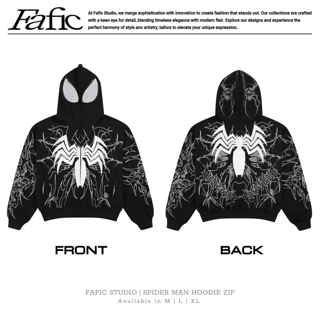 Áo Khoác Spider Man Hoodie Zip, một mẫu hoodie khóa kéo mang phong cách streetwear/graphic khá mạnh
