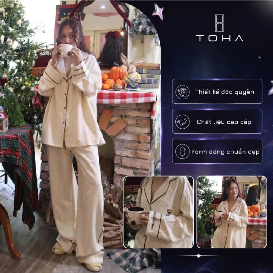 [BST GIÁNG SINH] TOHA Homewear Đồ Bộ Pijama Cao Cấp Dài Tay Mặc Nhà Dễ Thương Sweet Slumber