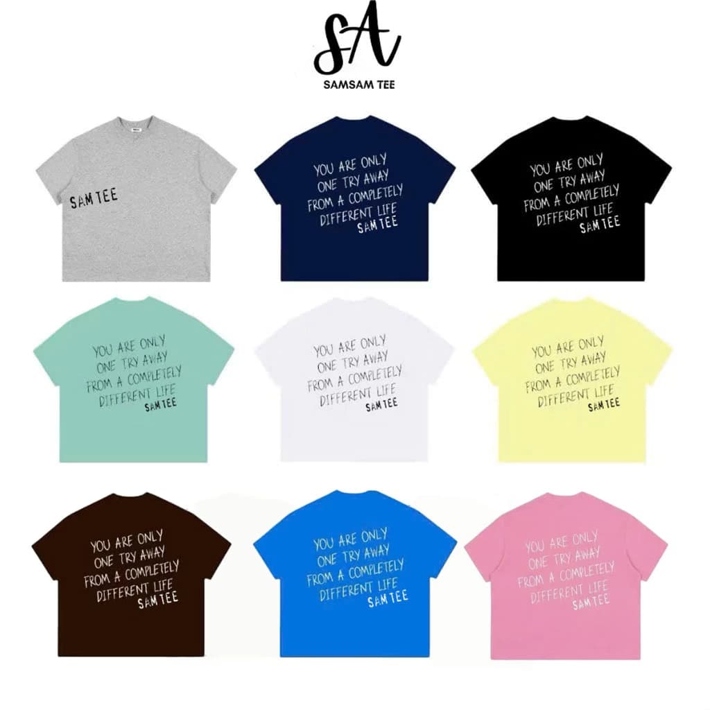 Sam.tee Áo Thun Boxy Tay Ngắn Cotton 250gsm "ON TRY AWAY" Áo Phông Forrm Rộng Unisex Nam Nữ