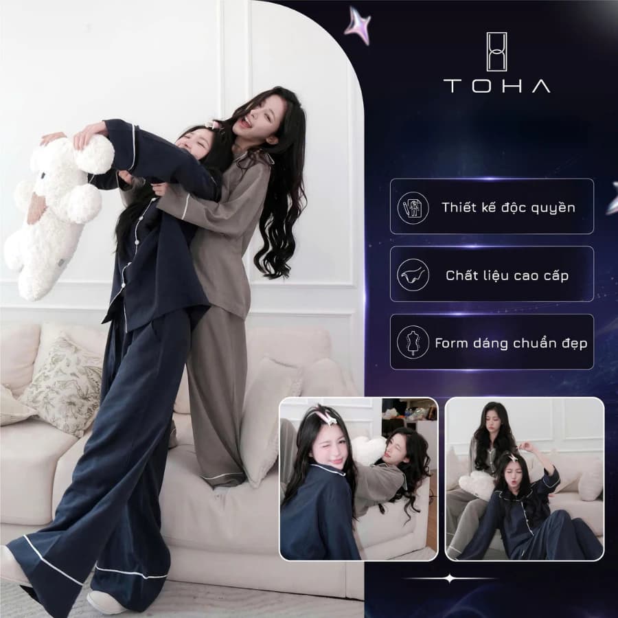[NEW COLLECTION] TOHA Homewear Bộ Đồ Ngủ Unisex Cao Cấp Mặc Nhà, Đi Chơi Thoáng Mát - QUIET NIGHT