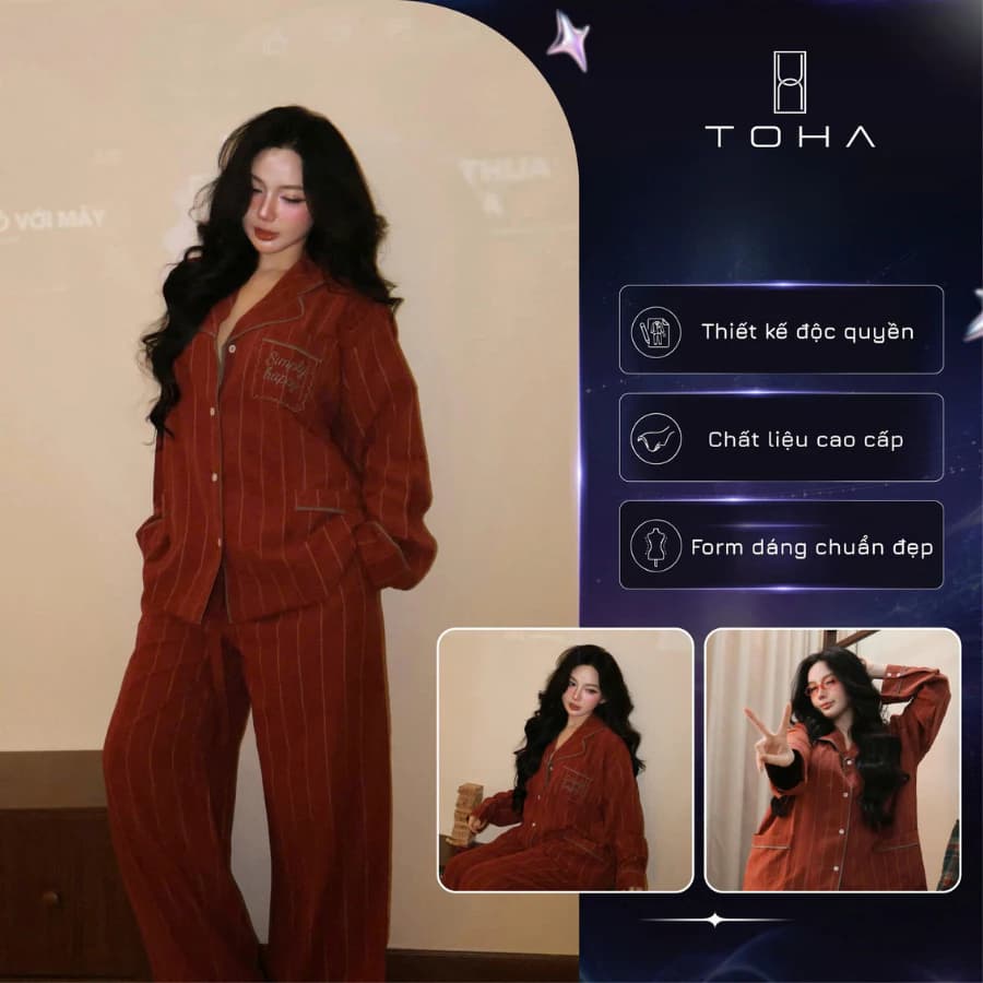 [BST GIÁNG SINH] TOHA Homewear Bộ Đồ Ngủ Nam Nữ Cao Cấp Form Rộng Mềm Mịn Thoáng Mát - Simply Happy