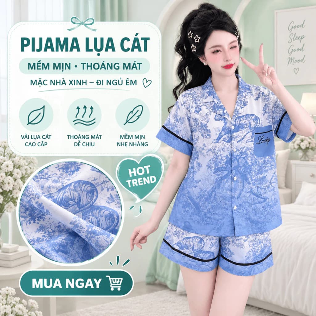 Tổng Hợp 20 Bộ Pijama Lụa Cộc Đùi HotTrend Size 40- 70 kg