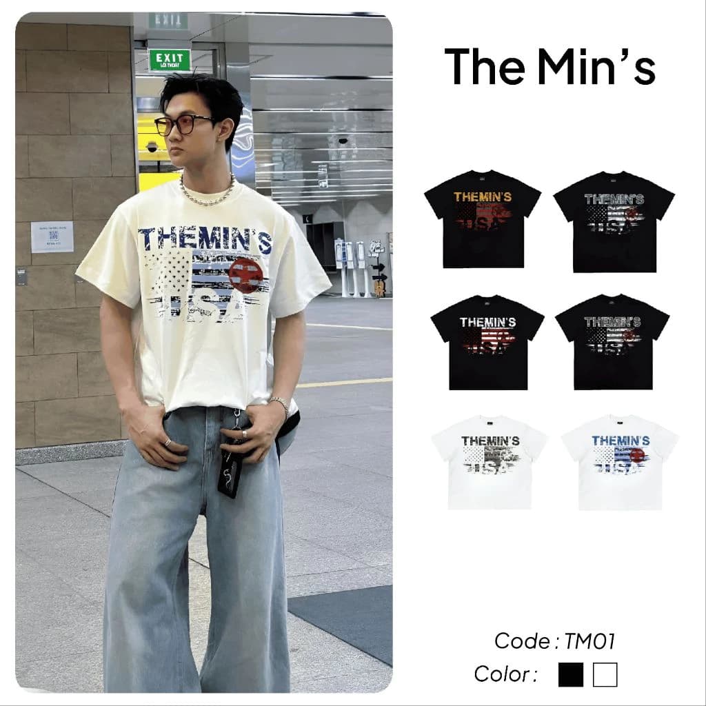 Áo Thun Local Brand Themin's FLAG TM01 Áo Thun Unisex Form Boxy Vải Cotton 260gsm