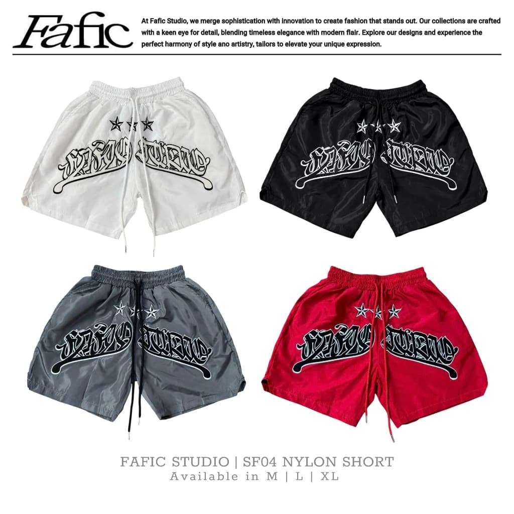 Quần Short NYLON THêu Logo FAFIC , Quần Đùi Dù Nam Nữ Form Suông Thoáng Mát, Phần Lưng Chun Co Giãn - MÃ SF04