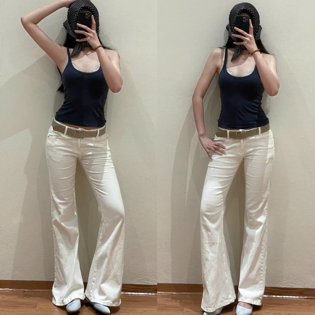 SUXING | Quần Jeans Nữ Loe Dài, Quần Ống Loe Cạp Trễ Basic Thời Trang Nữ - J02